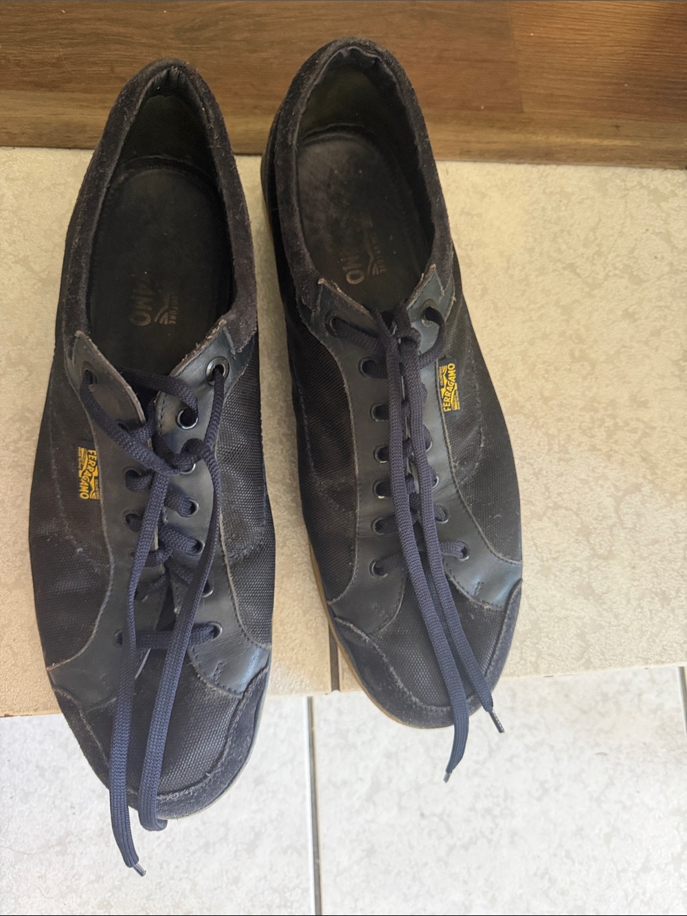 Salvatore Ferragamo Navy and Black Men's Sneakers